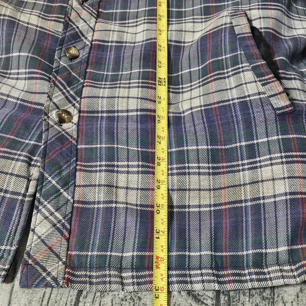 VTG Big Yank Flannel Shirt Jacket Mens XL Blue Plaid Quilt Button Chore Shacket